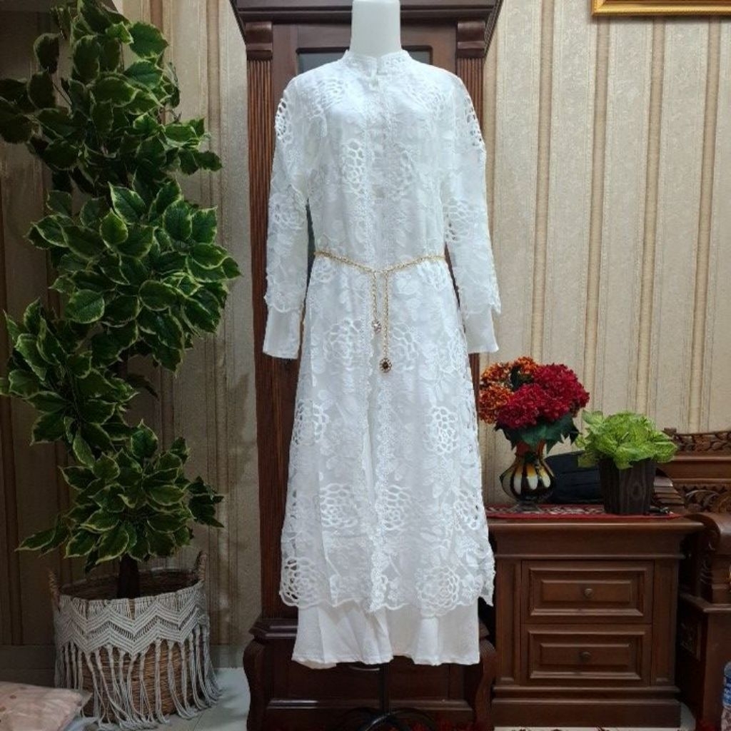 Gamis Bruklat I'XORA putih BW168# terbaru