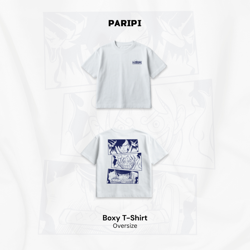 Kaos oversize anime one piece boxy tshirt putih -  One Piece putih