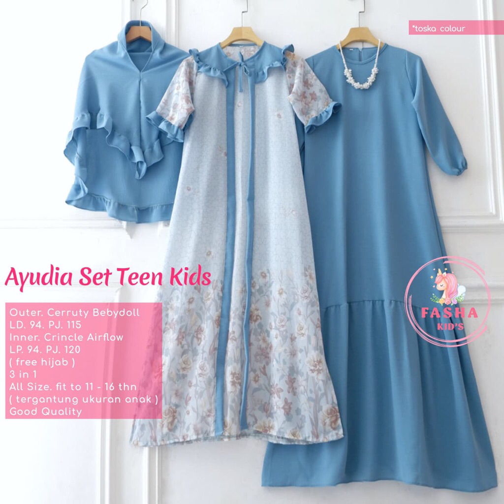 Ayudia set gamis anak remaja terbaru free pashmina