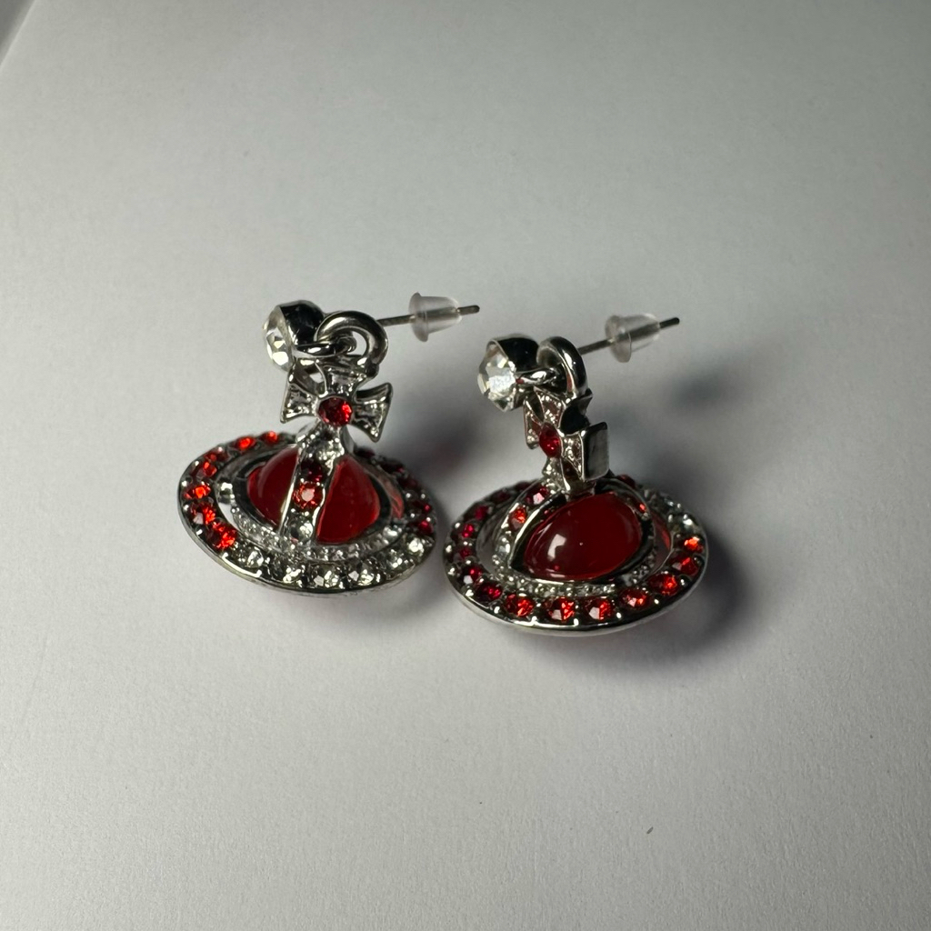 Vivienne Westwood Red Orb Earrings