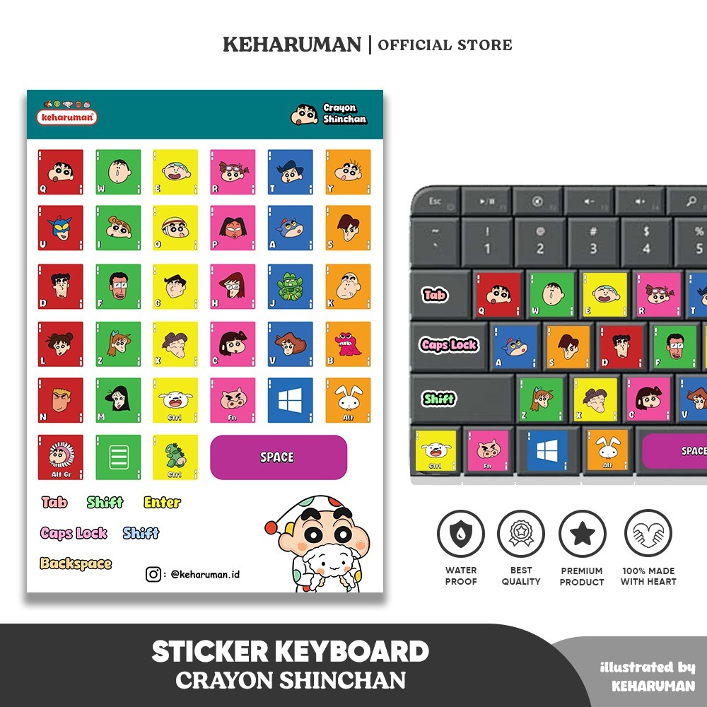 Sticker Keyboard Laptop Komputer Crayon Shinchan PREMIUM QUALITY