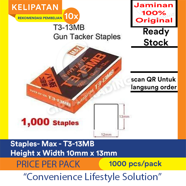 Staples - Max - Staples for Gun Tacker TG-A T3-13MB (Small Pack of 1000 pcs)