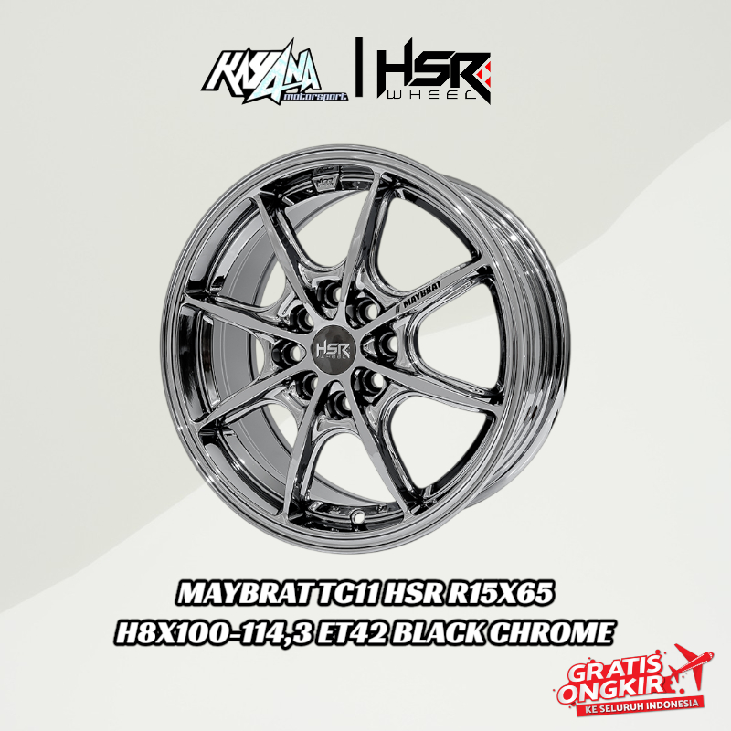VELG MOBIL HSR MAYBRAT RING 15 BLACK CHROME VELG RACING YARIS BRIO MIRAGE FREED XENIA
