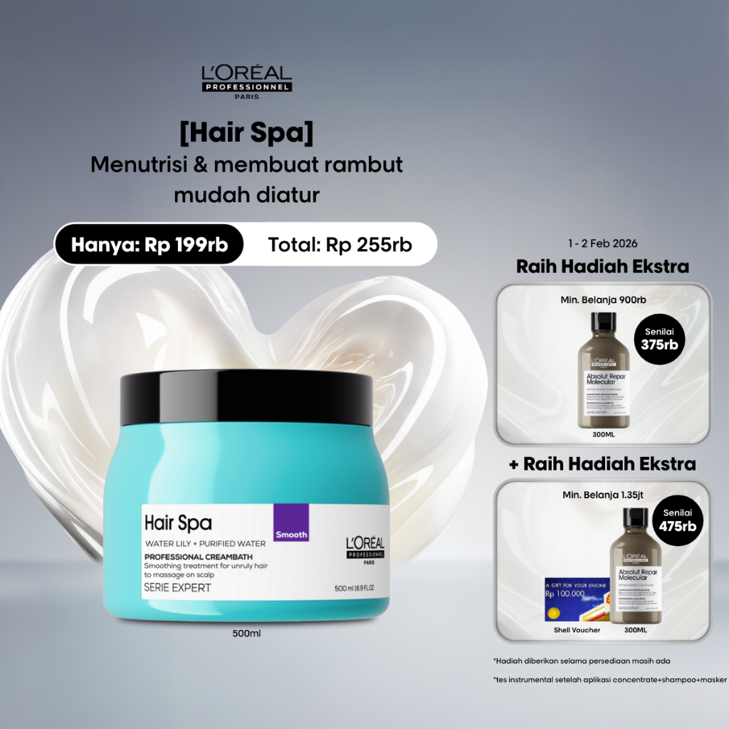 Hair Spa Deep Smoothing Creambath 500ml untuk rambut sulit diatur by L'Oreal Professionnel