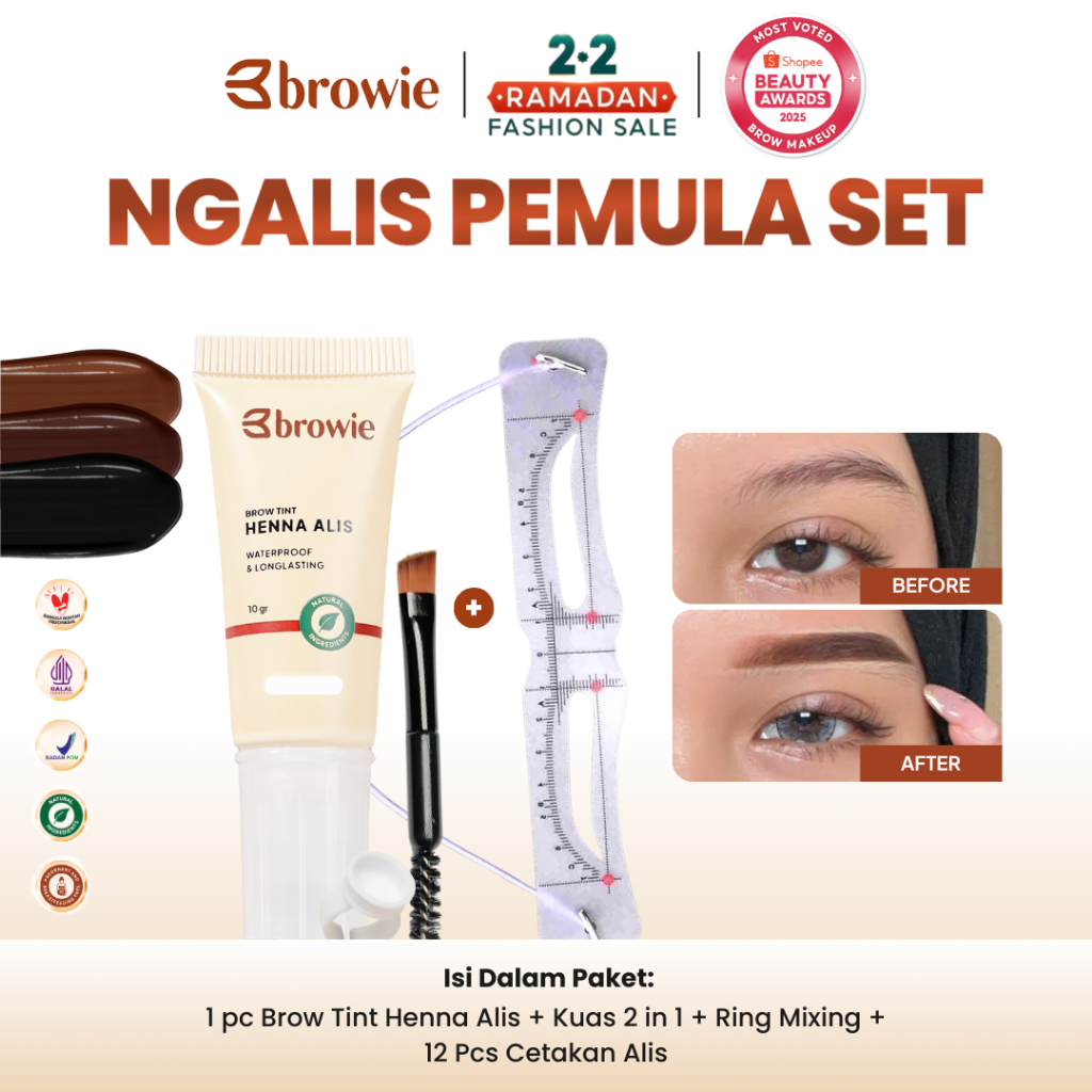[BPOM & HALAL] browie Brow Tint Henna Alis + Cetakan Alis Tali | eyebrow waterproof gel