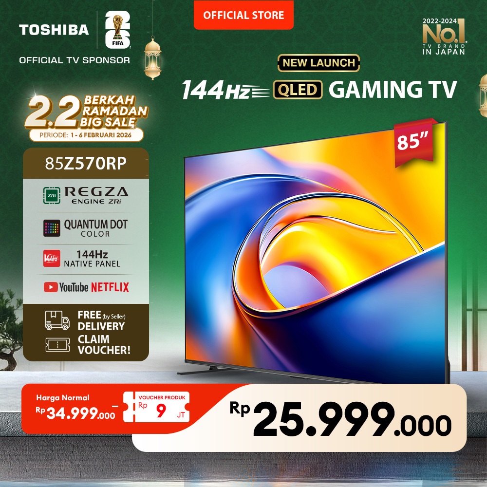 Toshiba TV 85" 4K UHD Gaming 144Hz AI Smart TV - Dolby Vision IQ + Atmos Regza ZRi 2.1 Surround Nati
