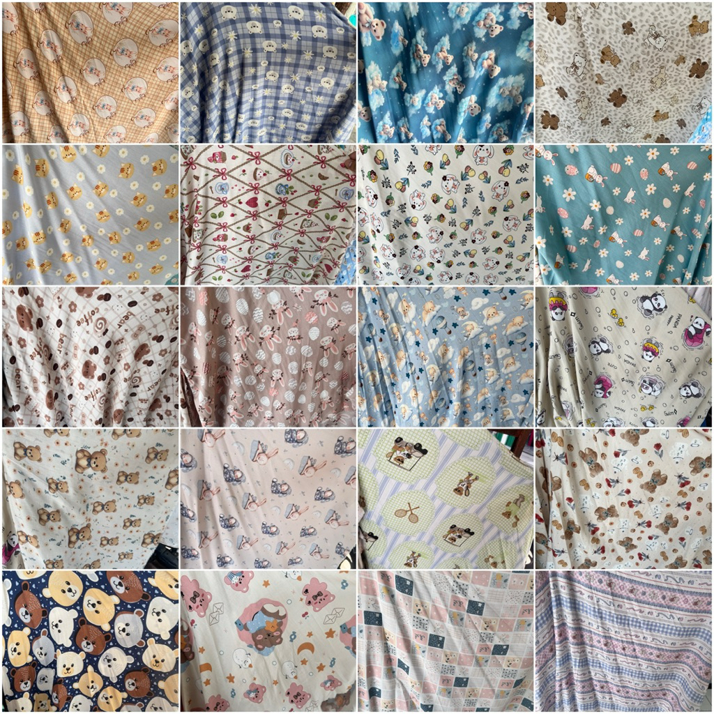Kain katun rayon motif | kain rayon motif anak anak | rayon motif anime (harga setengah meter)