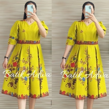 Dress Rempel Hitam Manis 174 Lapis Furing - Dress Batik Adwa  Kain Katun Unggul Jaya Simpel dan Eleg