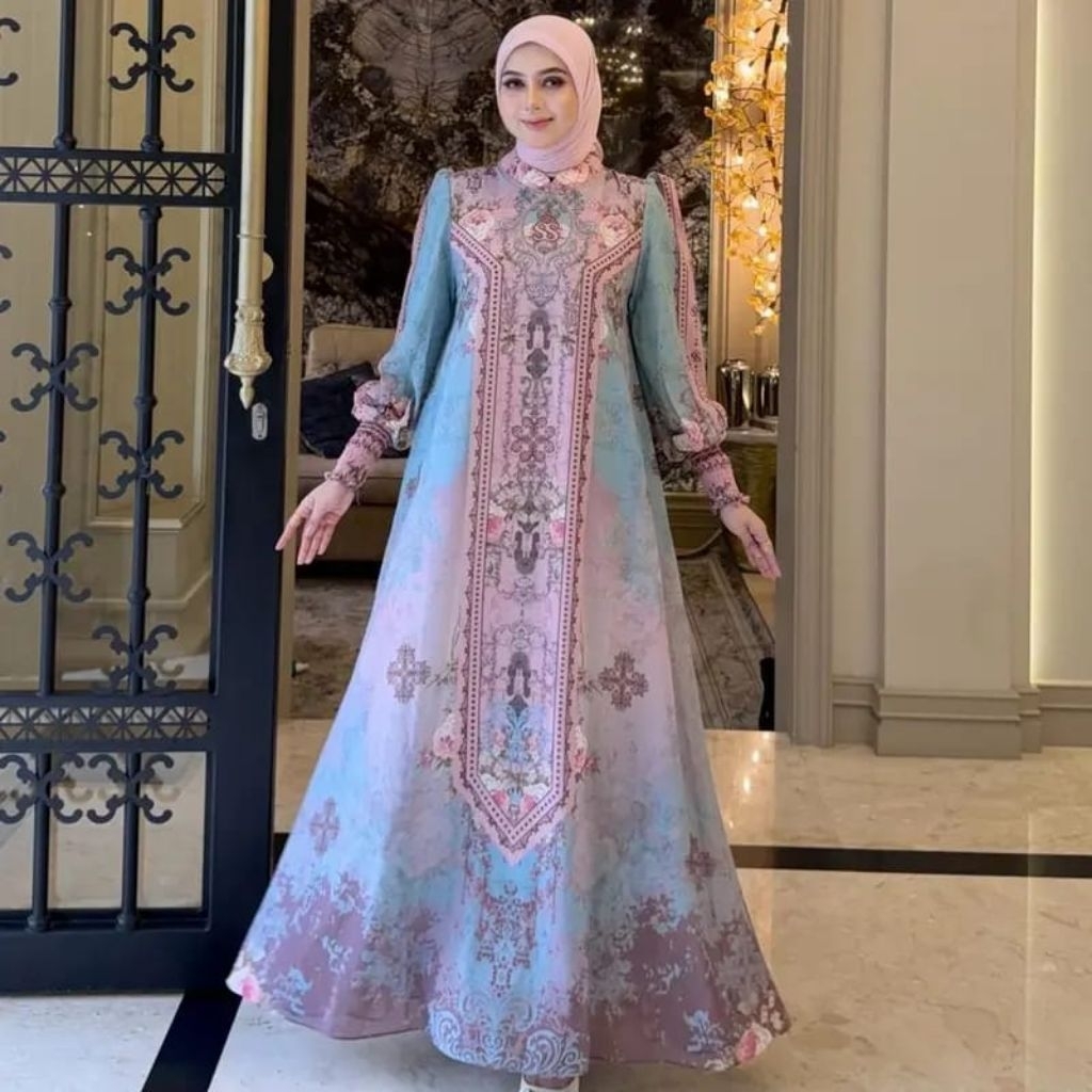 Shella Saukia Dress Briella dan Aquatic Angel 48-AQUATIC Monogram SS Gamis Briella BY Shellashaukia