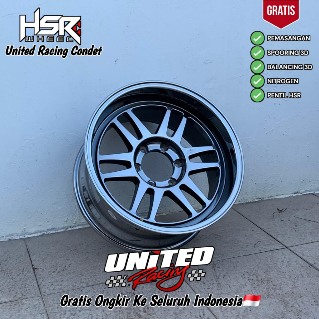 Velg Racing Black Chrome R18 HSR Boroko BLY01 Lubang 6 Untuk Fortuner, Pajero RPF Ring 18