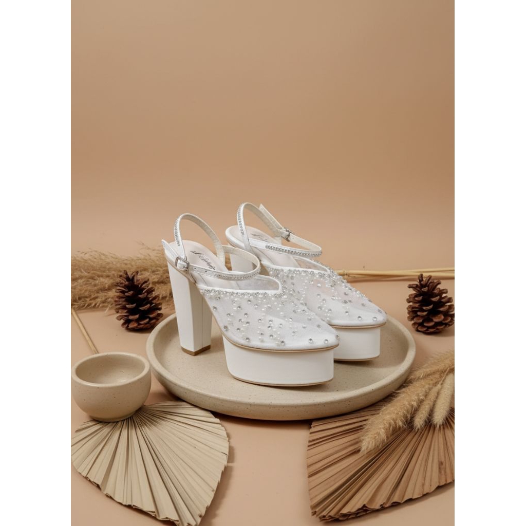 Syhafira - Regisya Wedding Shoes Hak Tahu Heels12 cm Putih