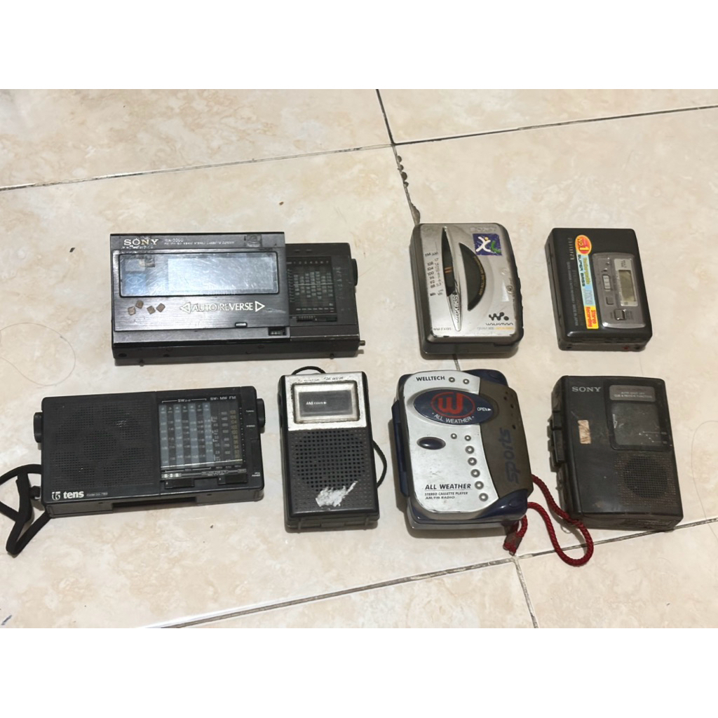 Tape Radio 7 pcs Jadul Vintage mere sony, aiwa,tens, panasonic, welltech lawas kuno koleksi
