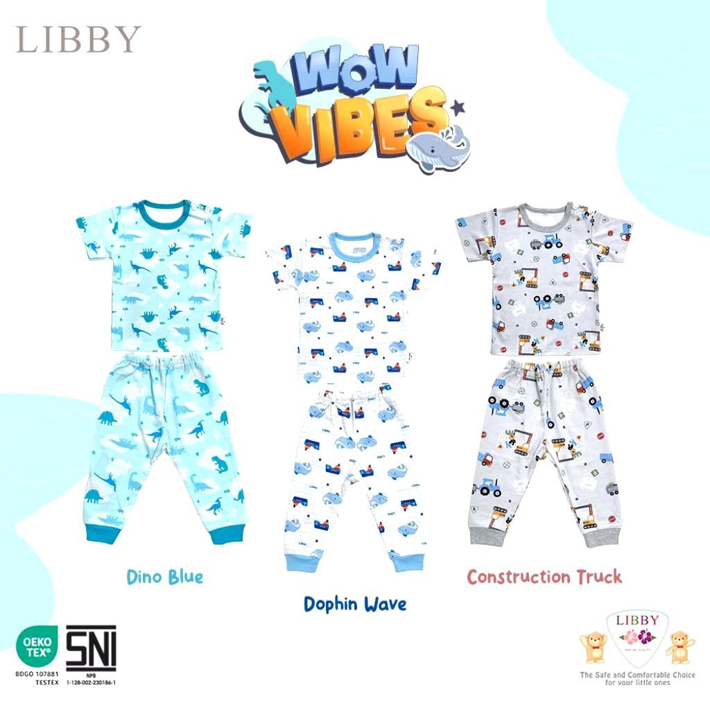 LIBBY BABY PIYAMA LENGAN PENDEK CELANA PANJANG MOTIF HUNTER DREAMLAND WOW VIBES VENTURE