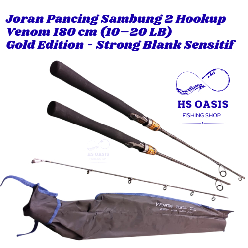 Joran Pancing Sambung 2 Hookup Venom 180 cm (10–20 LB) – Strong Blank Sensitif Gold Edition - GRATIS