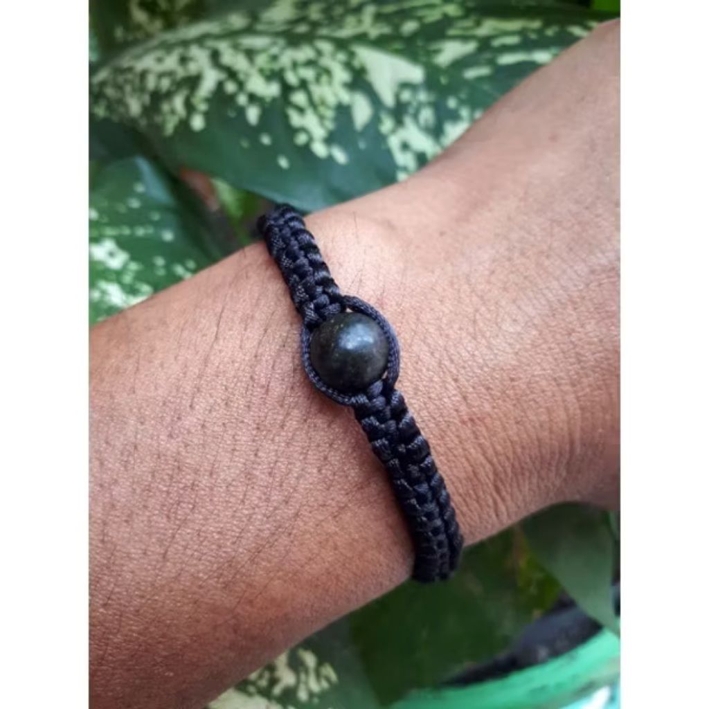 gelang etnik buatan tangan batu asli badar besi lumut atau giok hitam blackjade