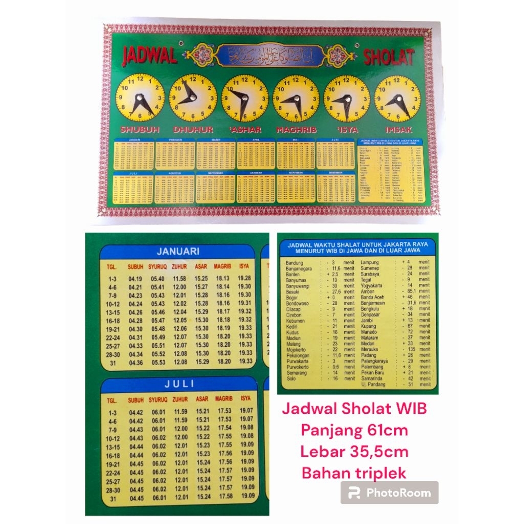 JADWAL WAKTU SHOLAT MANUAL bahan triplek/ jadwal imsak dan waktu solat