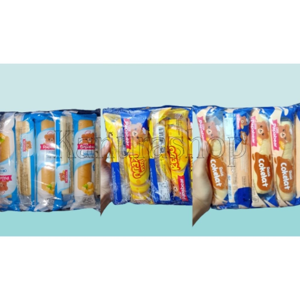 Roti Viral Papabear Rasa Ori/ Keju / coklat isi (1pck/10pcs)
