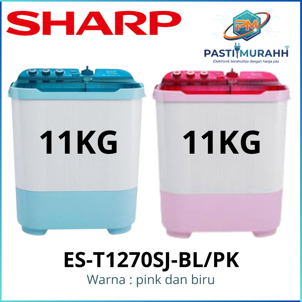 SHARP MESIN CUCI DUA TABUNG ES-T1270 SJ (11KG) / ES-T1070 SJ (10KG) HIJAB SERIES GARANSI RESMI