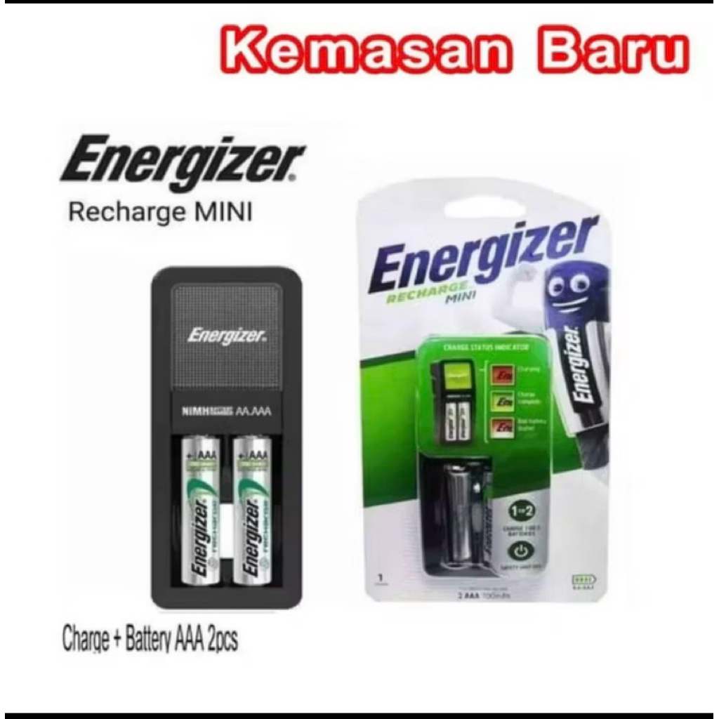 Charger Baterai Energizer 2 Slot dengan 2 Baterai AAA