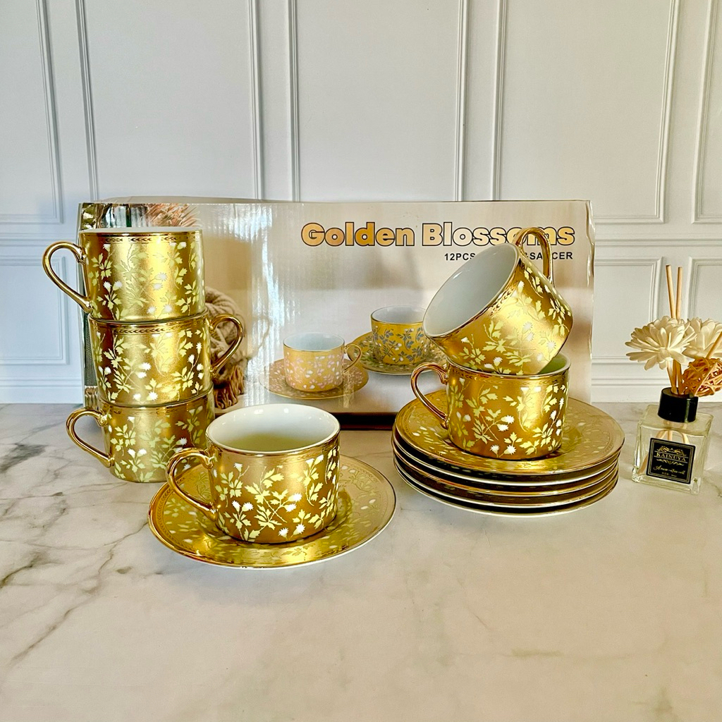 Cangkir Set Emas Mewah - Cangkir Teh - Cangkir Kopi - Cangkir Gold