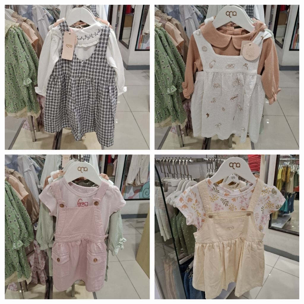 Qna Baju Setelan Overalla One set Anak Perempuan 1-4 th original