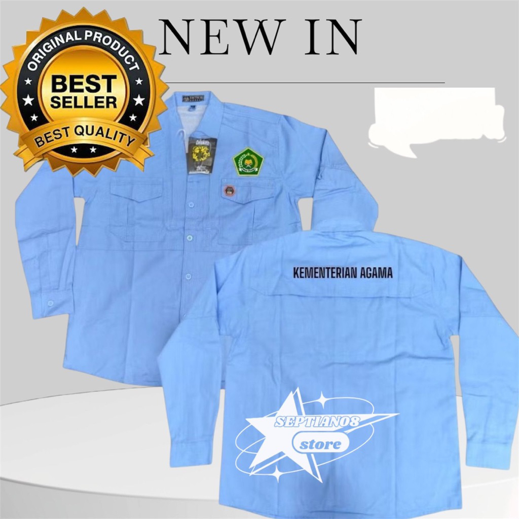 kemeja tactical kementerian agama free nama baju seragam kemenag biru muda terbaru