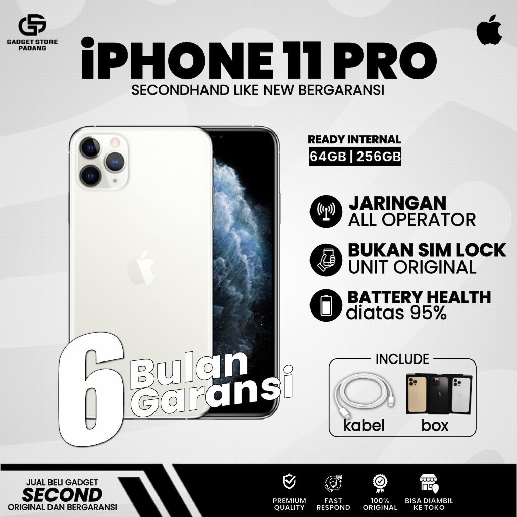 Ibox | BC iPhone 11 Pro 64GB,256GB Second Ibox All Operator Original Mulus Bergaransi 6Bulan