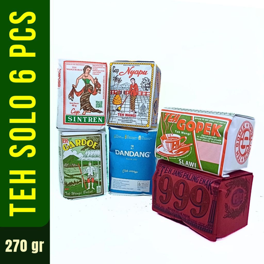 PAKET 6 TEH RACIKAN ANGKRINGAN/WEDANGAN KHAS SOLO @40 GT - Ochi Snack - Teh Gardoe Hijau, Teh Sintre