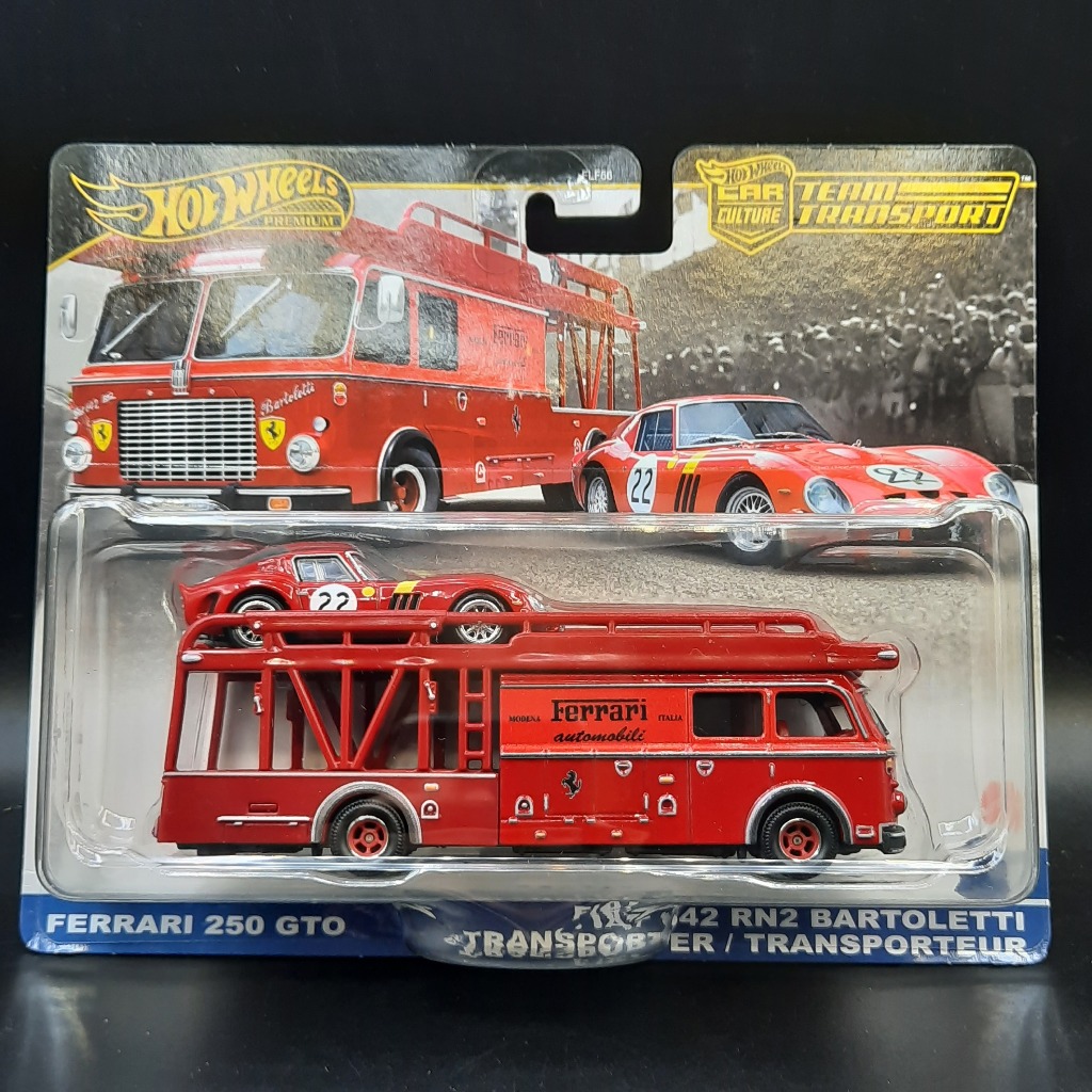Hot Wheels Team Transport Ferrari 250 GTO Fiat 642 Bartoletti Transporter Card Kerut