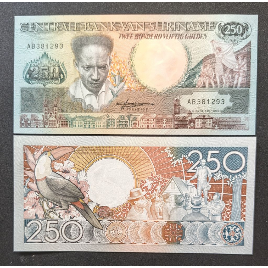 Uang Kertas Asing Suriname 250 Gulden