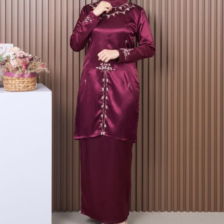 FAMYS - SETELAN ROK KURUNG SILK PAYET MELAYU ELORA SET MALAY 019707