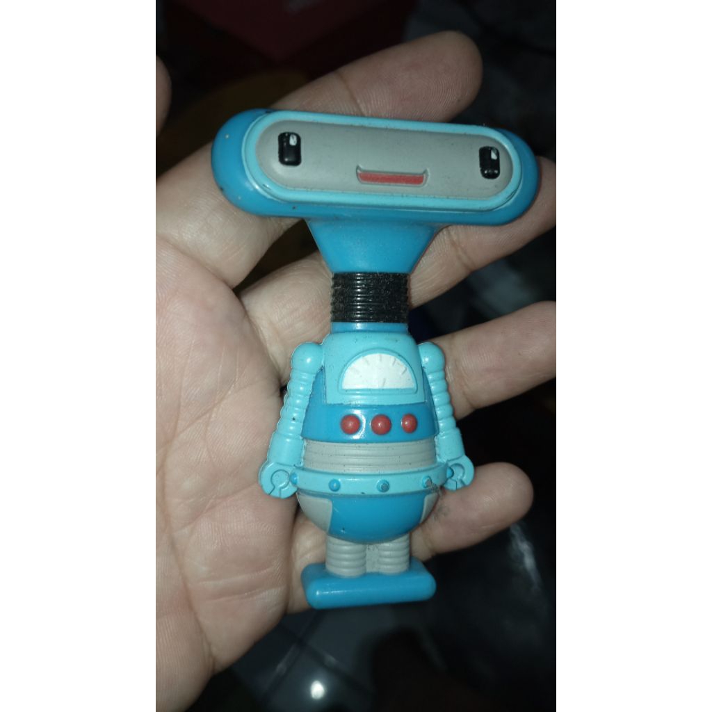 mainan figure robot biru non artikulasi