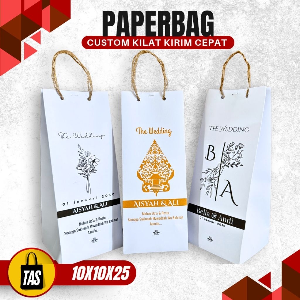 Cv Berkah Tas Spundbond Tas Kertas Tali Rami Wedding Custom Design Request Nama Populer Muat Tumbler