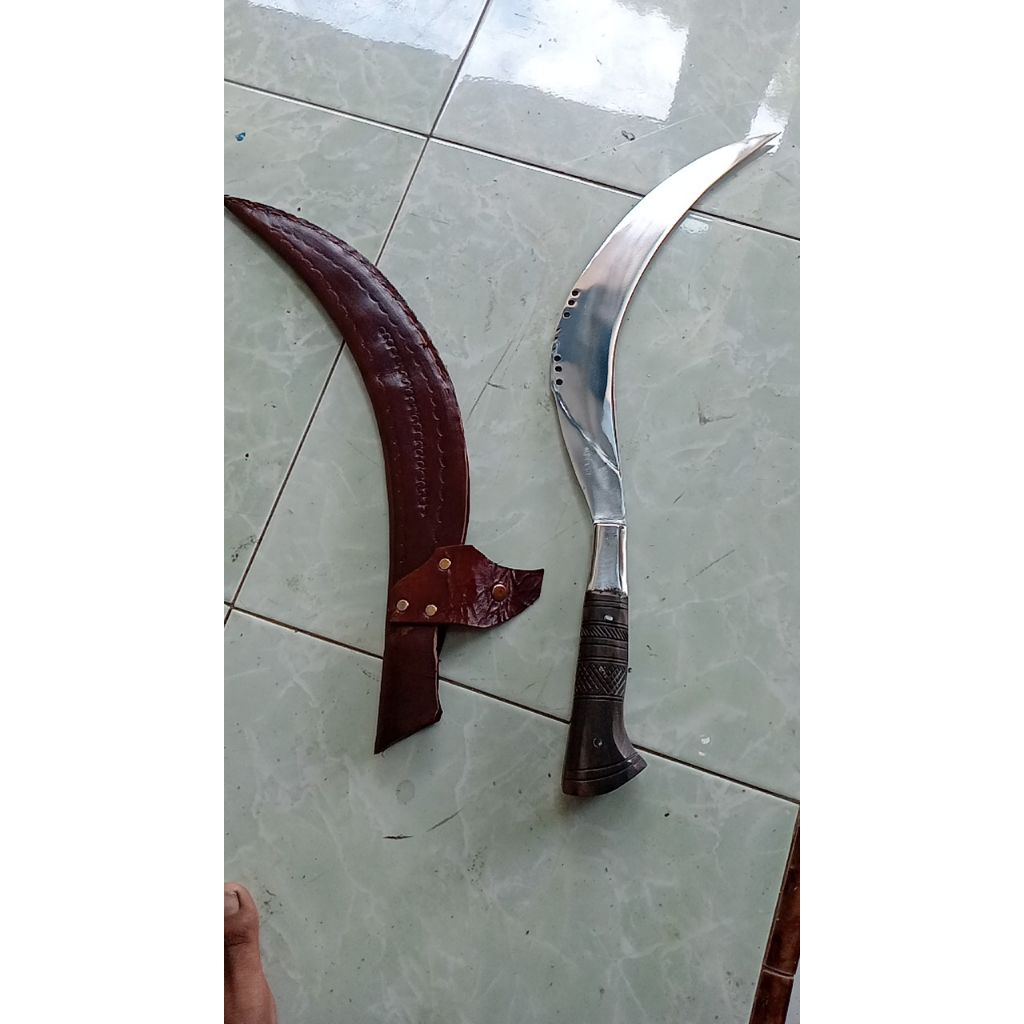Pisau Karambit Lengkung Handmade + Sarung Kulit | Pisau Dapur / Koleksi Tajam & Kuat