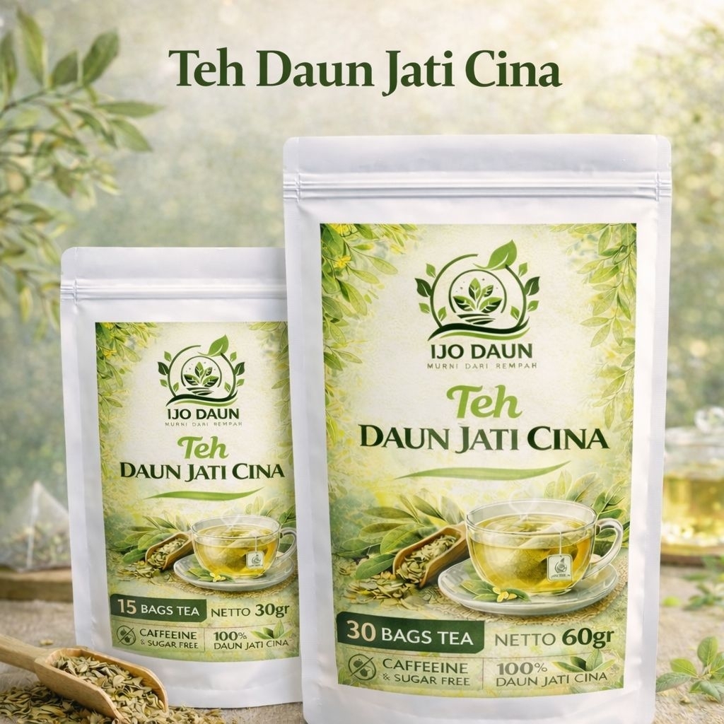 Teh Daun Jati Cina Celup Asli | Teh Daun Jati Cina Herbal Alami | Teh Pelangsing Alami isi 30 & 15 T