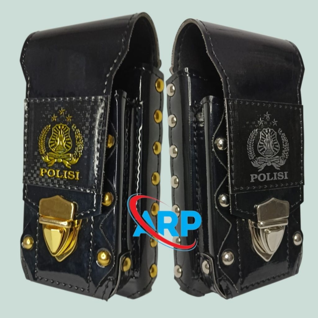 tempat hp dompet hp sarung hp pinggang polisi embos gold