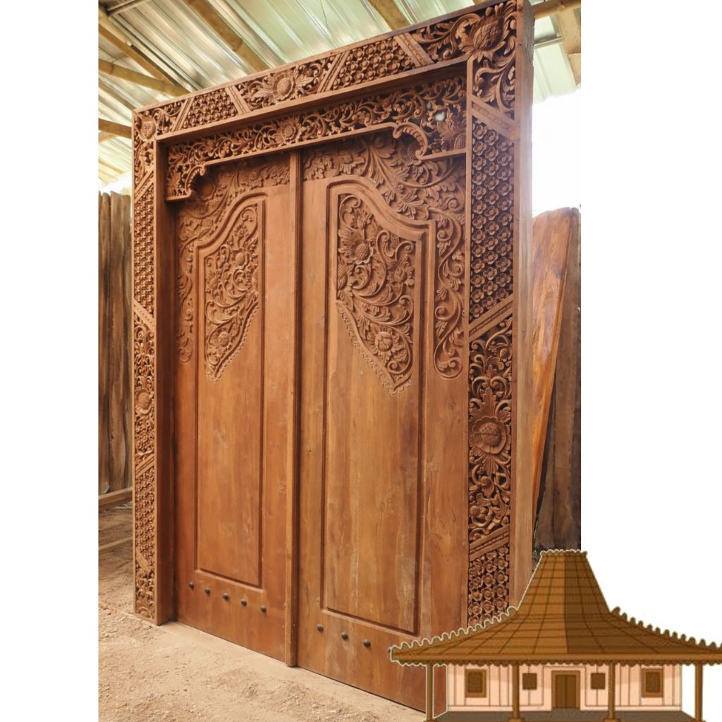 pintu utama pintu rumah kayu jati ukir