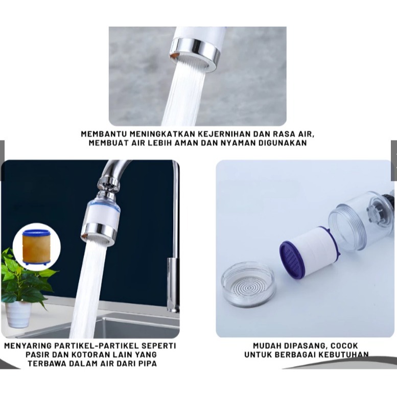 Filter Air Kran Pemurni Air Menghilangkan Karat Bau Partikel Kamar Mandi Dapur