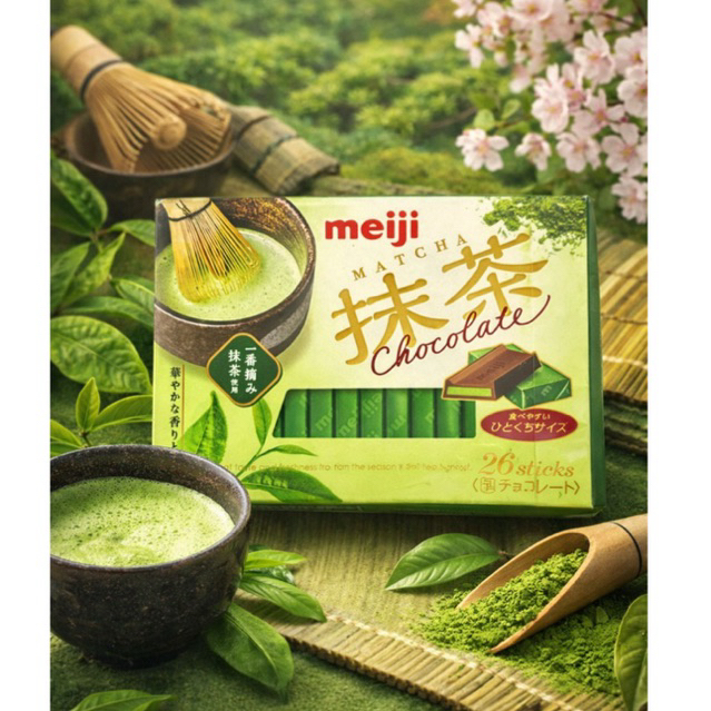 Meiji Matcha Chocolate coklat greentea Jepang