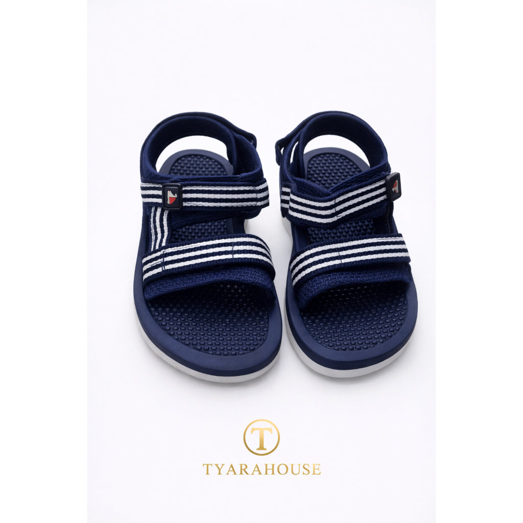 LITTLE M Sepatu Sandal Anak Laki-Laki Size 22-26 Biru Navy Motif STRIP | Little M Ankle Strap Sandal