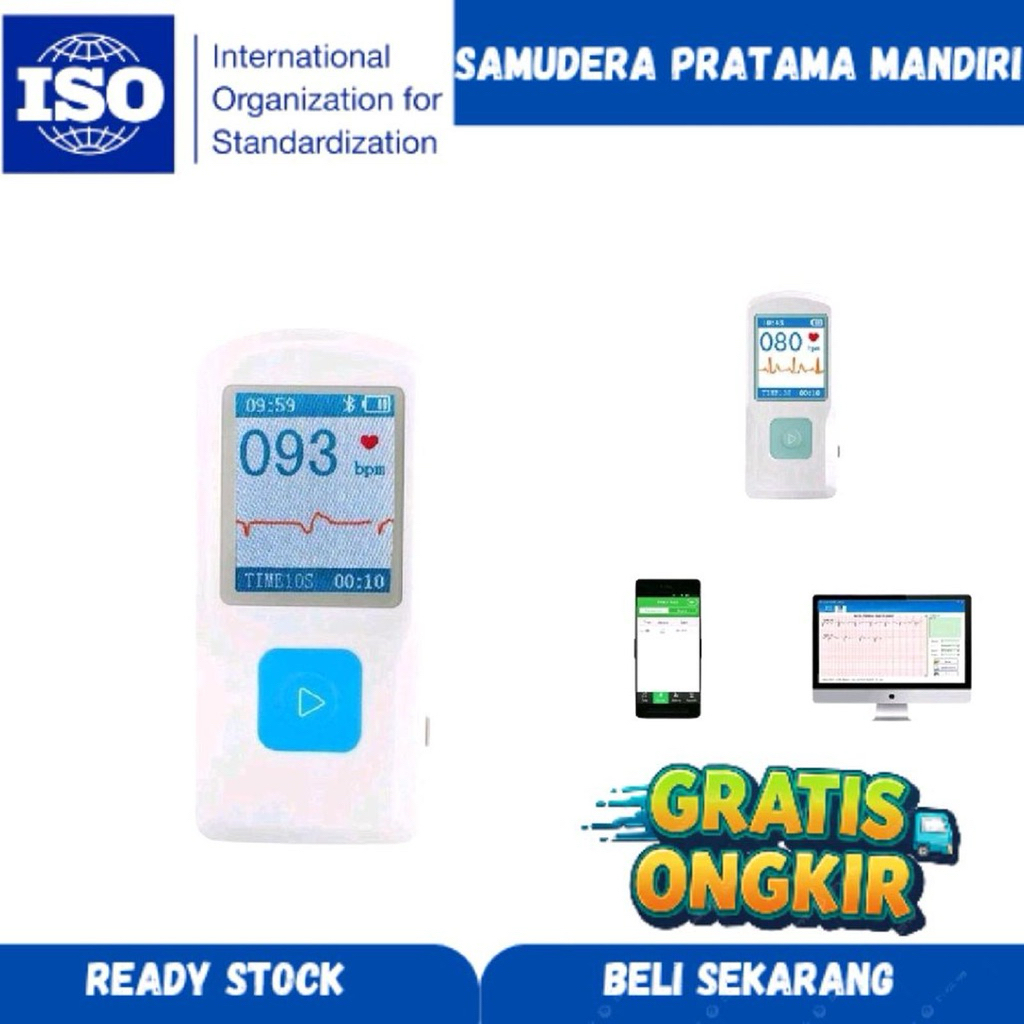 Mesin Deteksi Jetak Jantung Portabel ECG EKG CONTEC PM10 USB Bluetooth