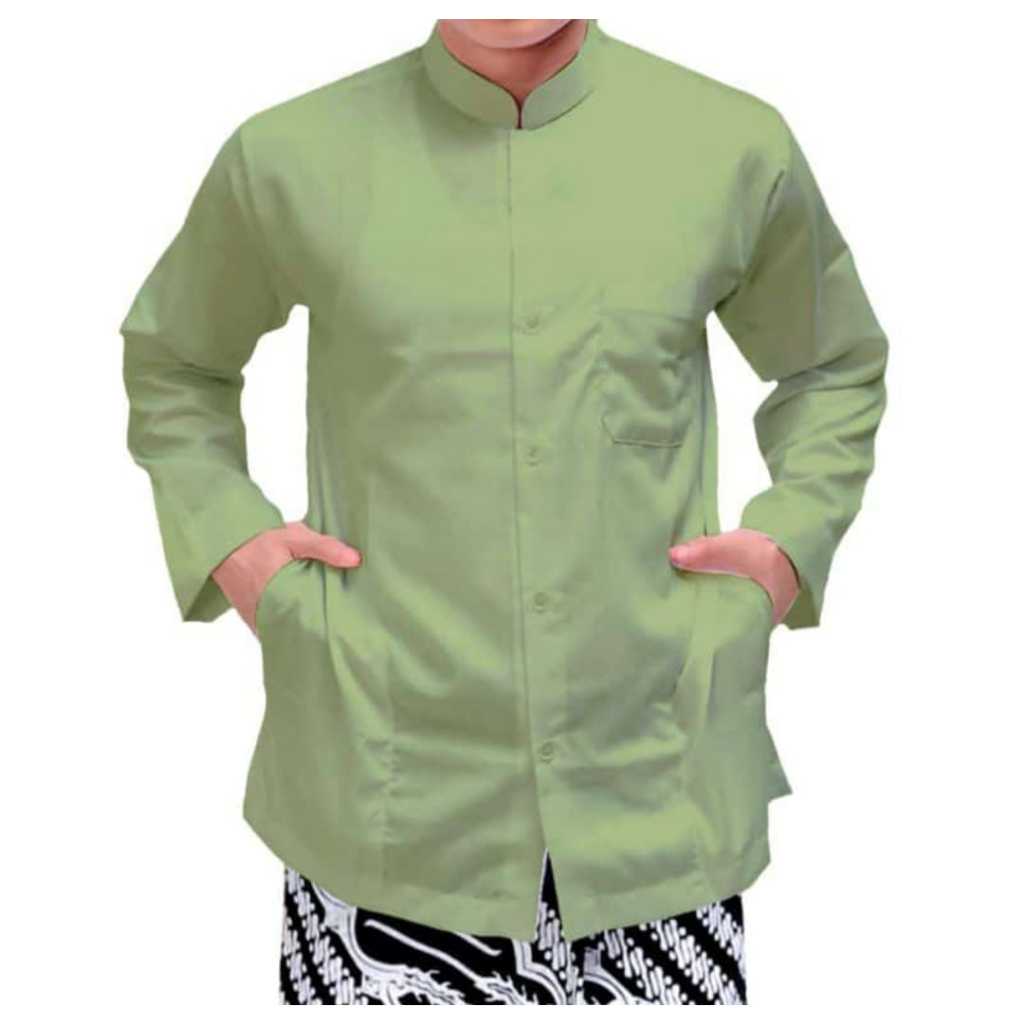 Baju Koko Haibah Lengan Panjang | Kain Katun Polymicro Signature | Hijau Salem