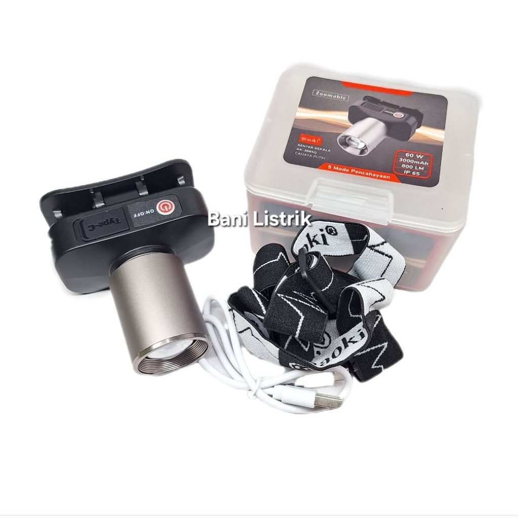 Senter Kepala Headlamp Zoom 60 Watt Aoki Original