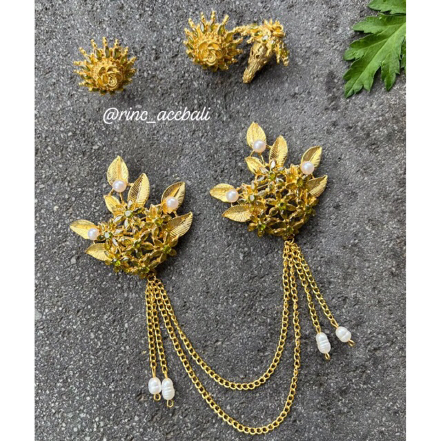 NEW - Premium Set Bros Akar Zircon Permata Asli / Bros emas 24 karat / tidak mengkarat / giwang klas