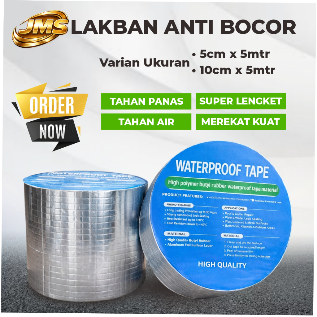LAKBAN ANTI BOCOR / ISOLASI TALANG ANTI BOCOR / ISOLASI BUTYL / WATERPROFF TAPE / LAKBAN ALUMINIUM F