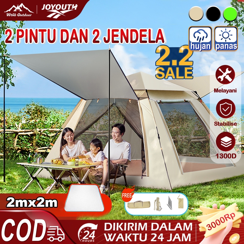 JOY Tenda Camping Lipat Portable Kapasitas 4-6 Orang tenda camping otomatis tenda Outdoor Waterproof