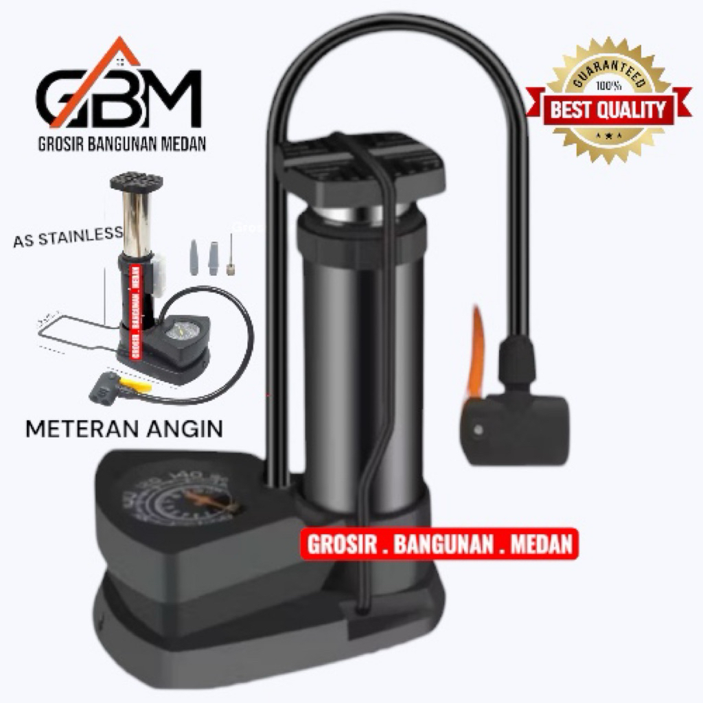 POMPA INJAK MINI FOOT PUMP METERAN POMPA SEPEDA INJAK METERAN ANGIN POMPA MOBIL SEPEDA MOTOR