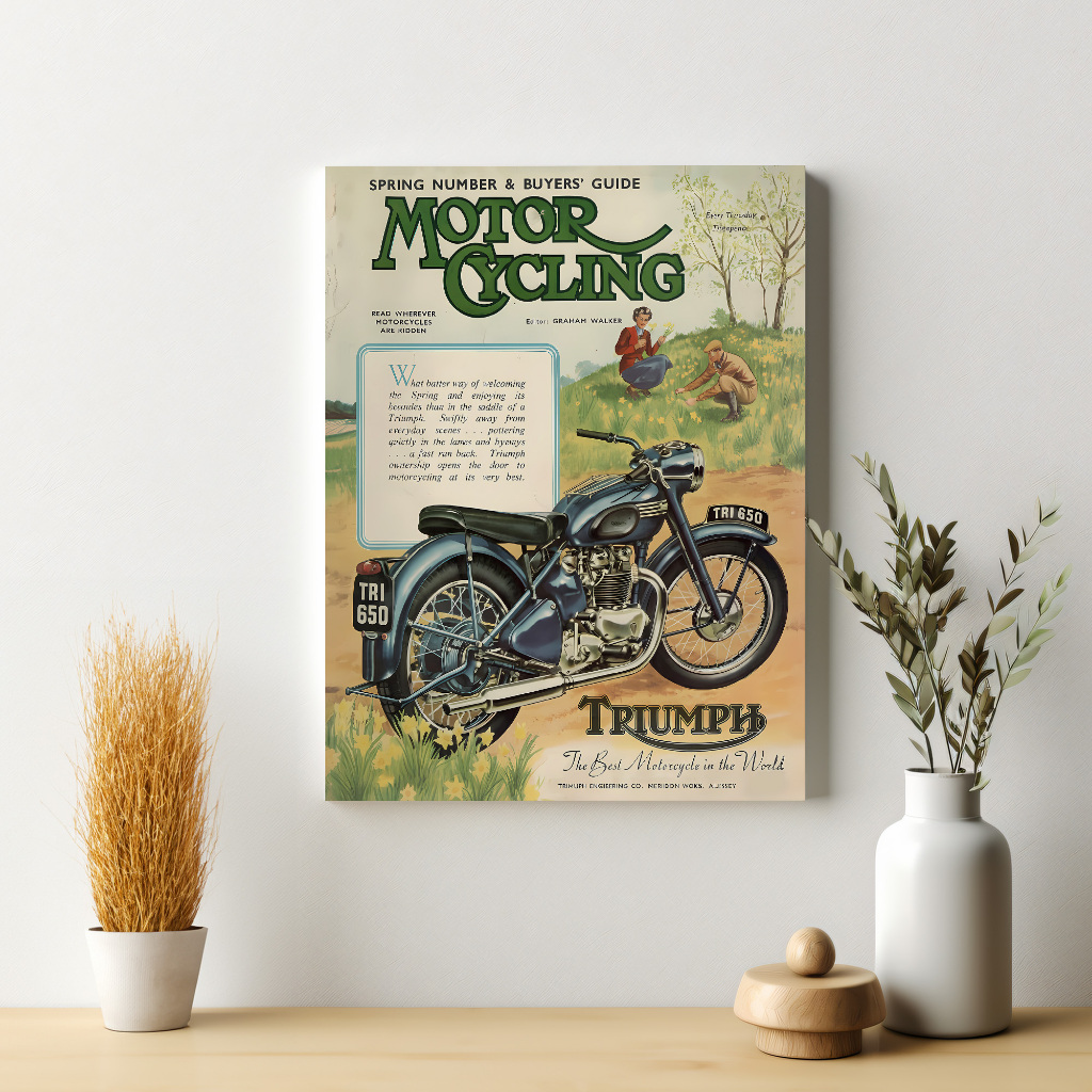 Triumph Motor Cycle Poster Retro Iklan Jadul Pajangan Hiasan Dinding