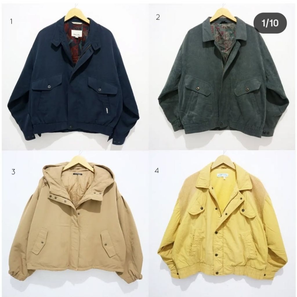 Wanita Pria Vintage Jaket Wanita Pria Vintage Windbreaker Katun Nilon