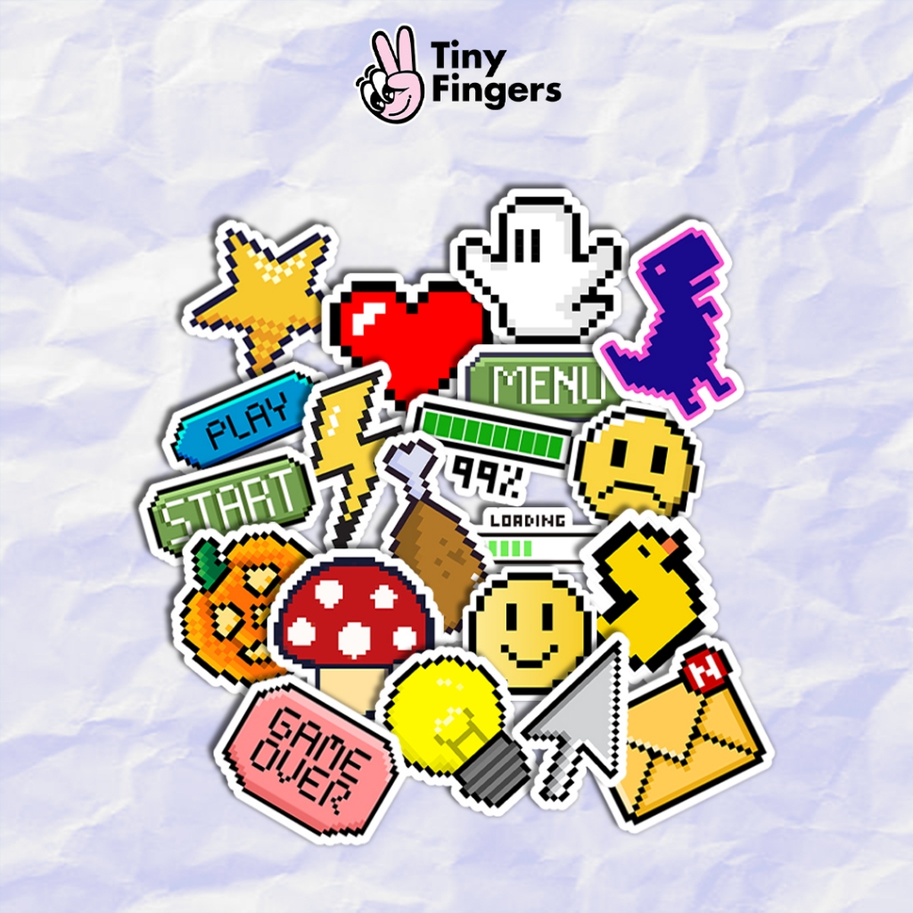 Pixel Art Sticker Pack | Stiker Lucu | Sticker HP Laptop Helm Tumbler
